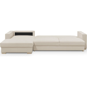 Canapé d'angle à gauche convertible 5 places en tissu chenille - ROBIN