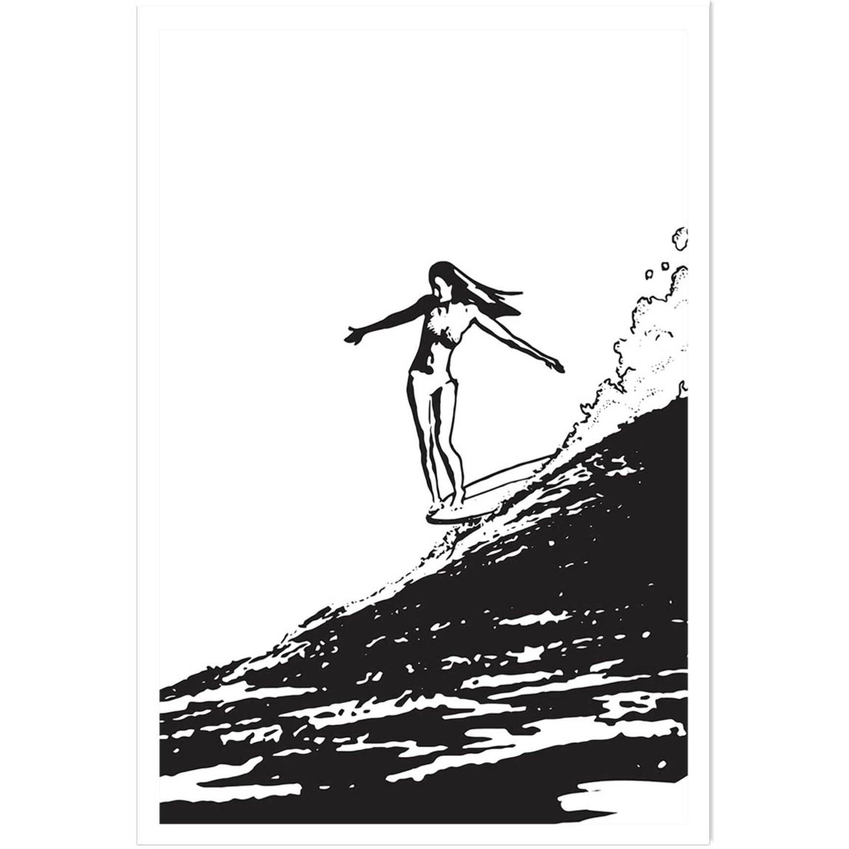 Poster surfeuse longboard Affiche seule