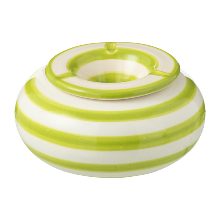 J-Line cendrier Granada Stripes - céramique - blanc/vert - large