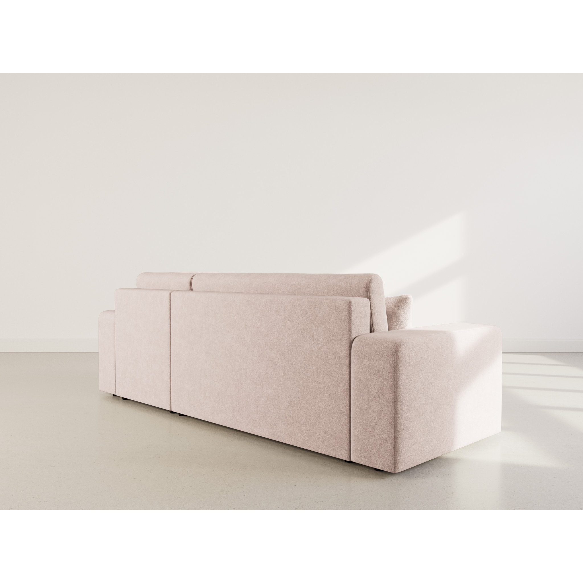 Nicole - canapé d'angle réversible 4 places convertible avec coffre en tissu - Taupe