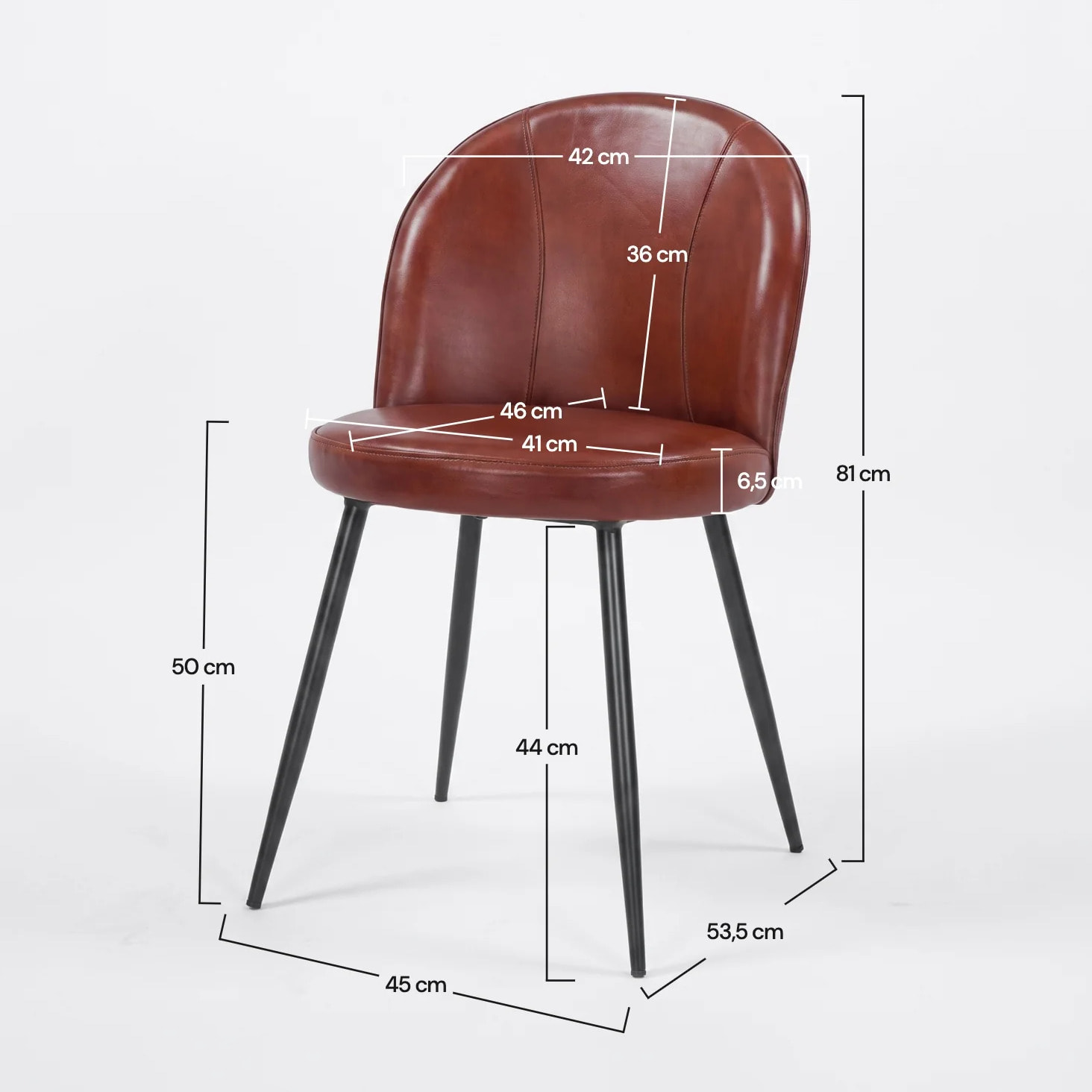 Lot de 2 chaises en cuir de buffle marron rouge - Célestin
