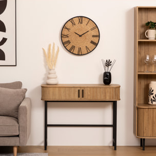 Horloge "Nico" - métal & paille D50 cm