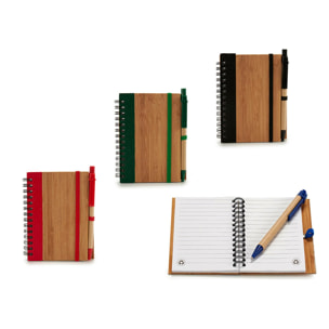 PACK 4 LIBRETAS BAMBU GOMA LISA Y BOLI 13X10CM SURTIDO 4 COLORES.