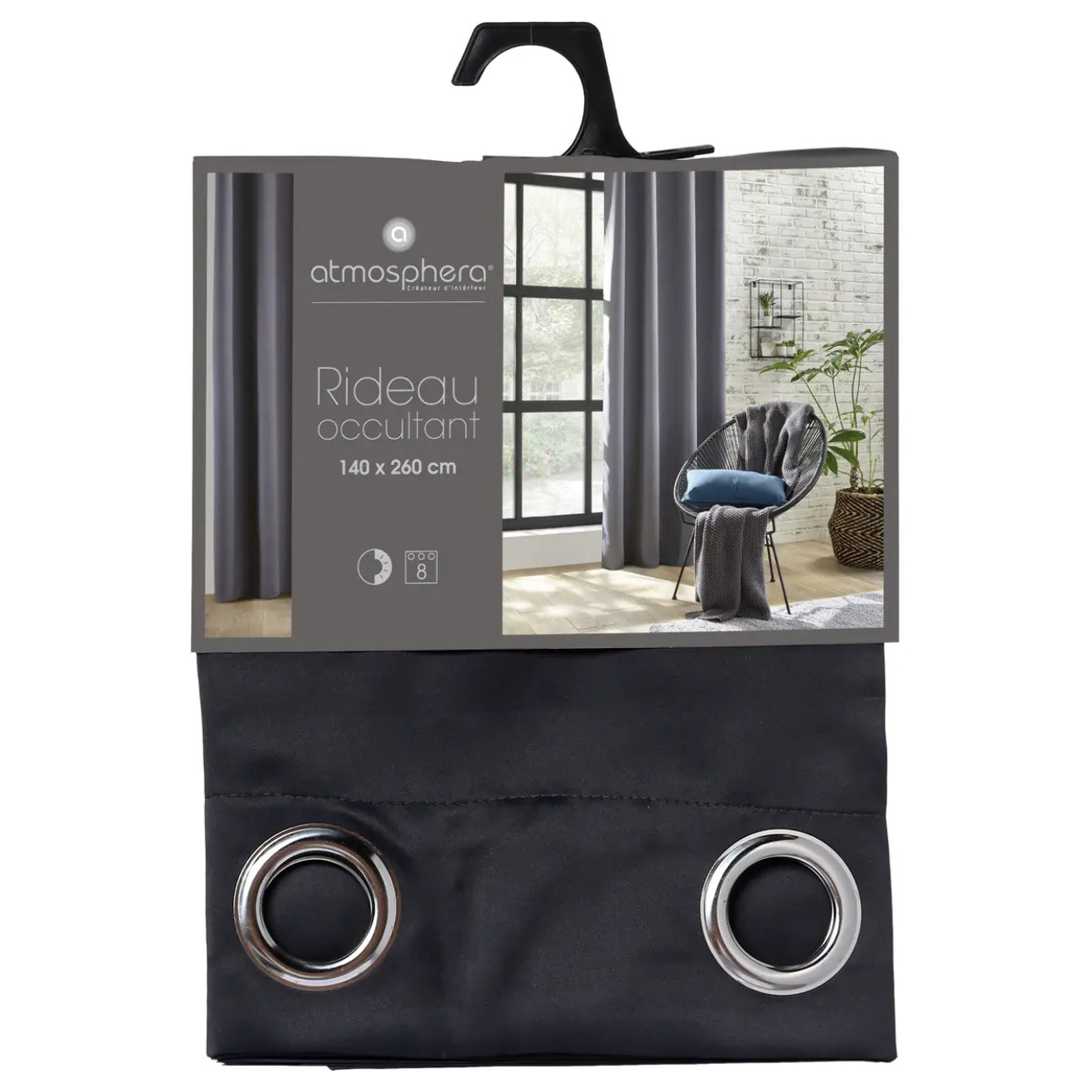 Rideau occultant gris ardoise 140x260cm