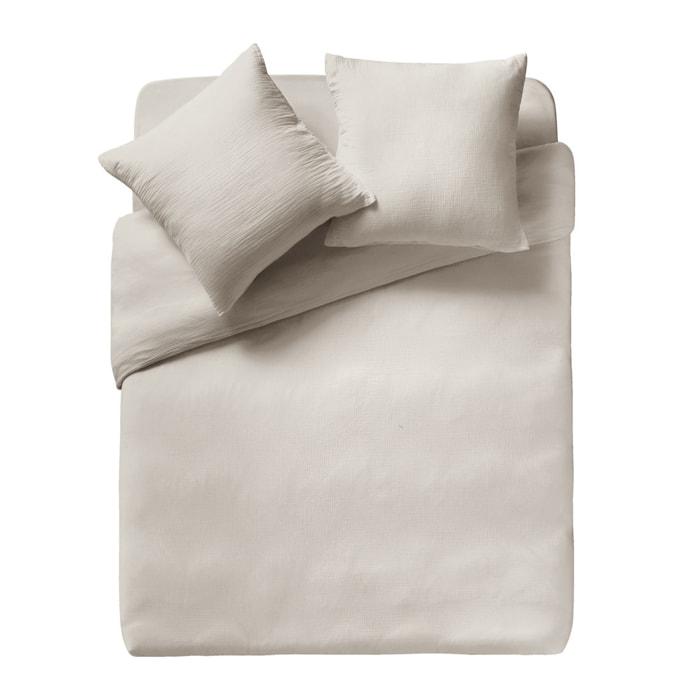 Housse de couette unie en gaze de coton lavée, TENDRESSE, Greige