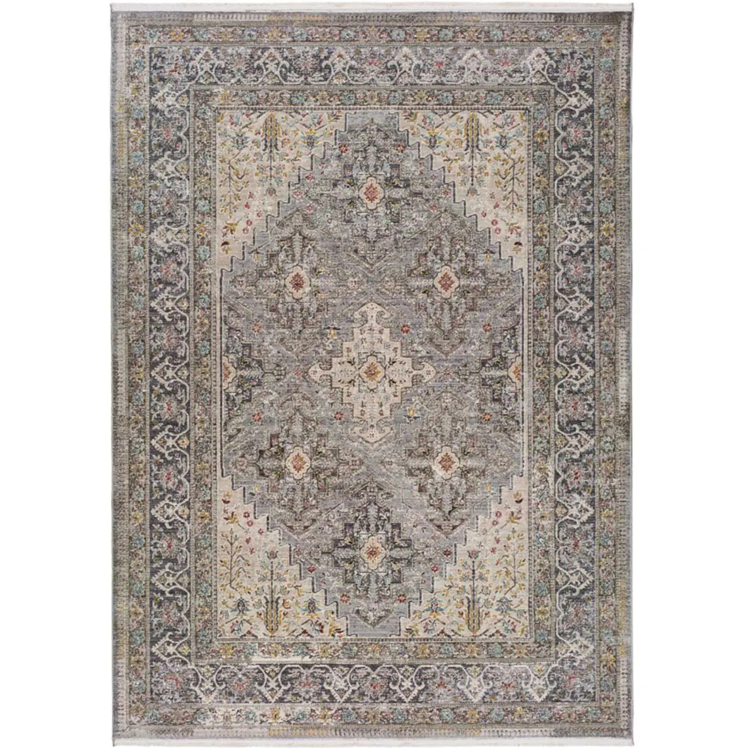 SAROUGH Alfombra vintage de pelo corto gris, varias medidas disponibles.