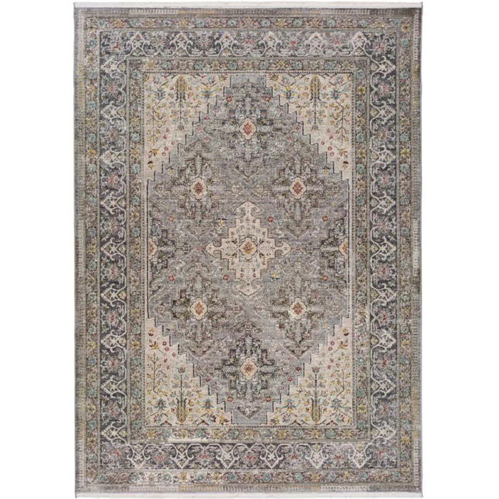 SAROUGH Alfombra vintage de pelo corto gris, varias medidas disponibles.