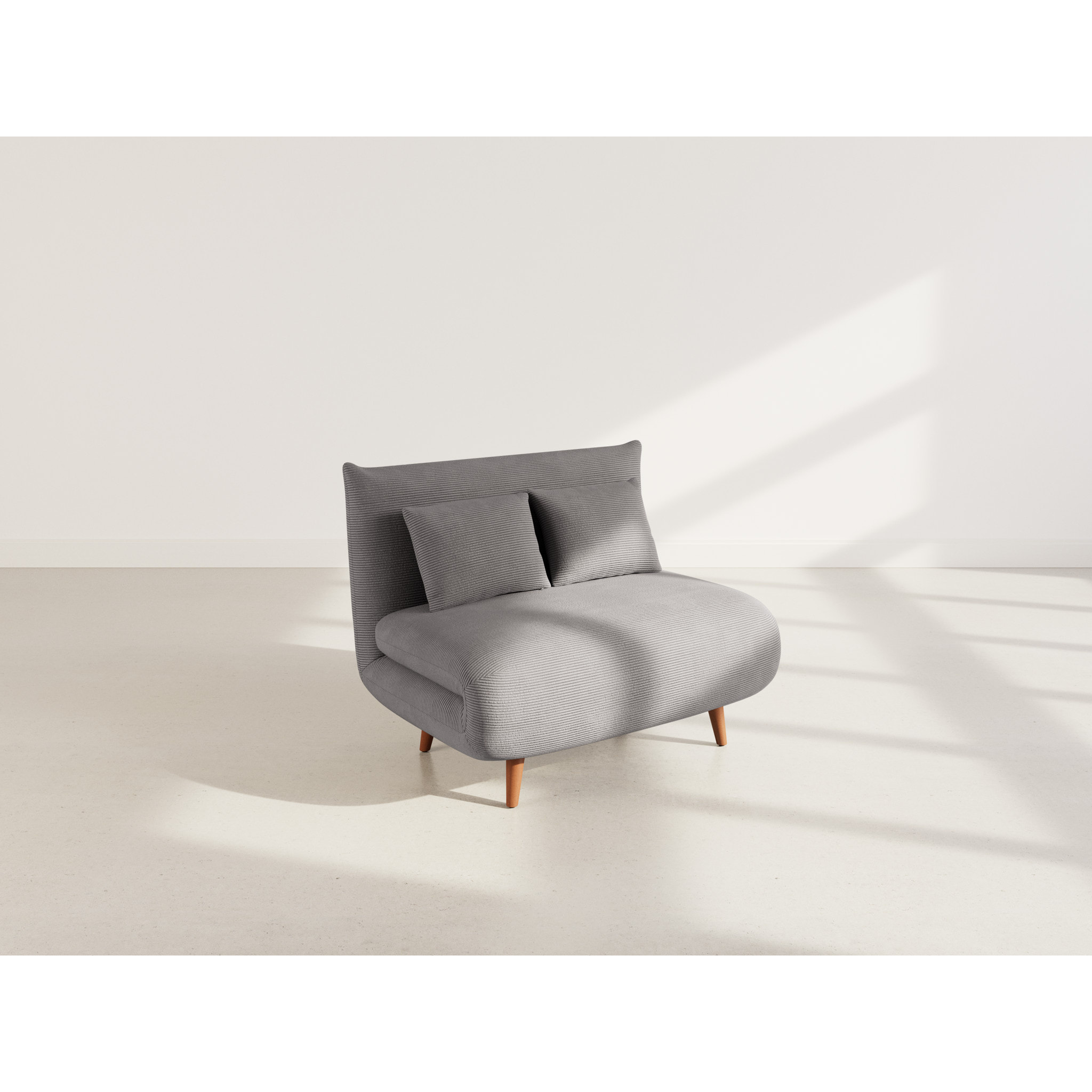 Lumi - Banquette convertible clic-clac 1 place en velours côtelé - Gris