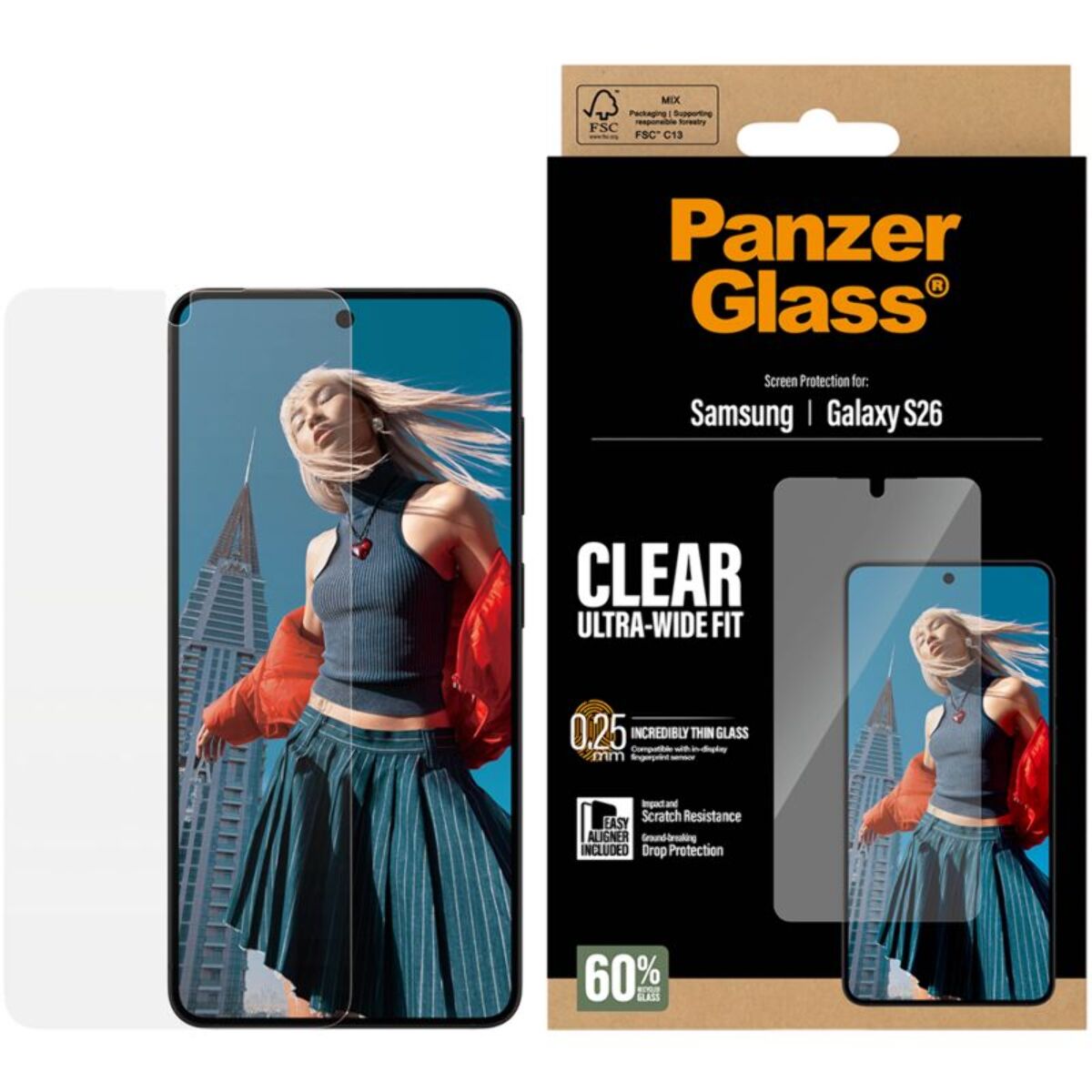 Protège écran PANZERGLASS Samsung Galaxy S26 verre trempé