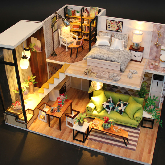 Camera Scandinava Romantica. Modello 3D realistico con grande dettaglio e luci LED.