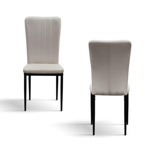 Set di 6 sedie AMSTERDAM in tessuto beige e gambe in metallo nero