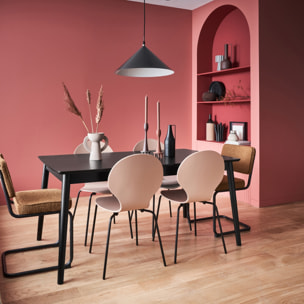 Table à manger rectangulaire extensible bois d'hévéa et placage chêne 6-8 places LINA