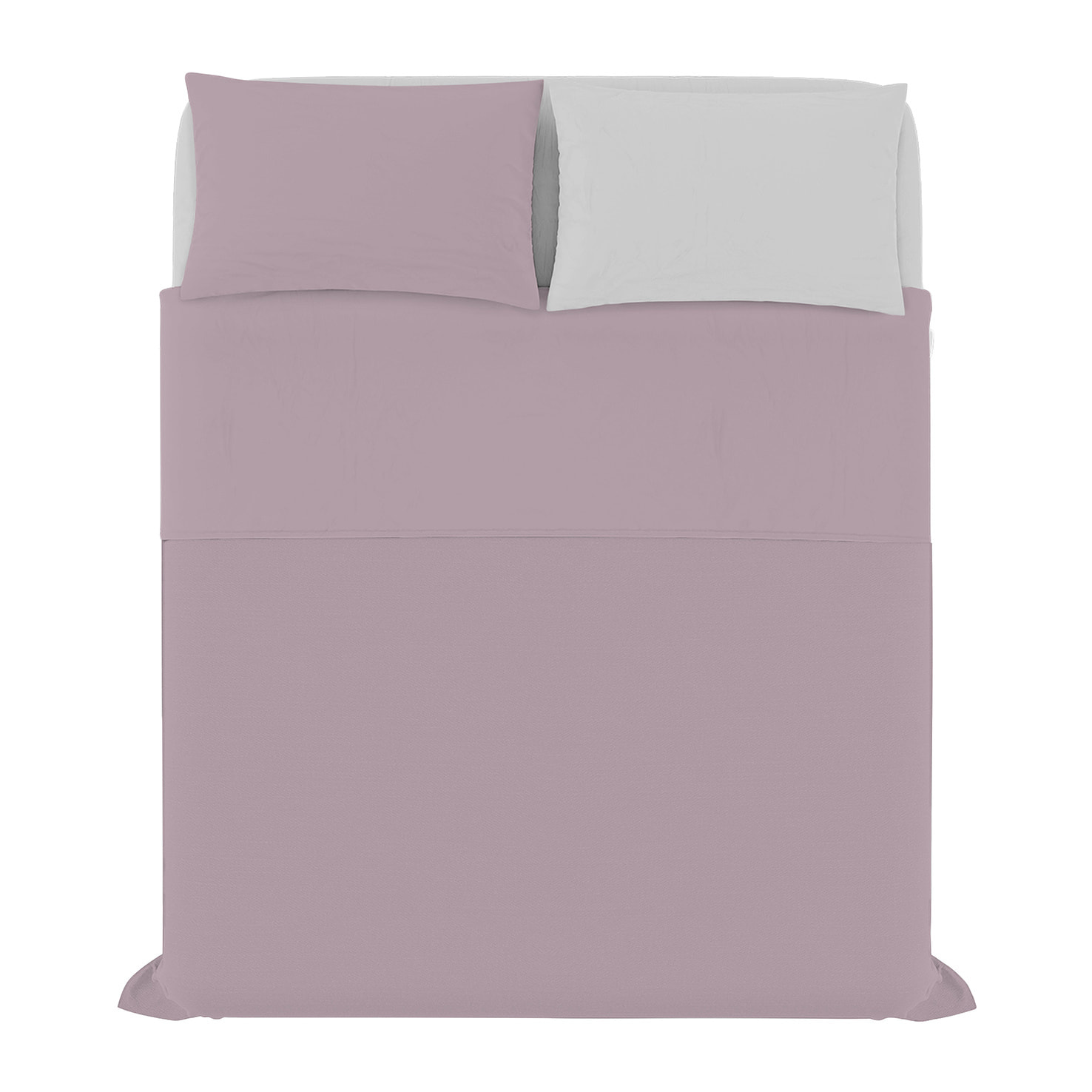 COMPLETO LETTO NATURAL COLOR, 100% Cotone, Made in Italy - ROSA ANTICO/GRIGIO CHIARO