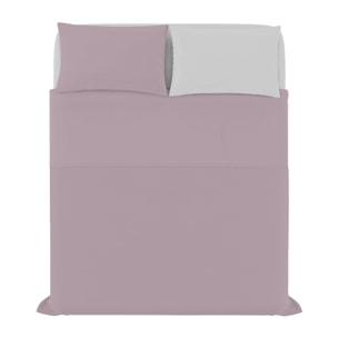 COMPLETO LETTO NATURAL COLOR, 100% Cotone, Made in Italy - ROSA ANTICO/GRIGIO CHIARO