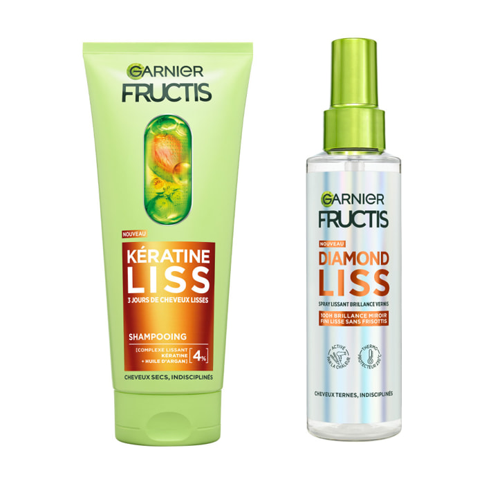 Garnier Fructis Kératine Liss Duo Shampooing et Spray lissants