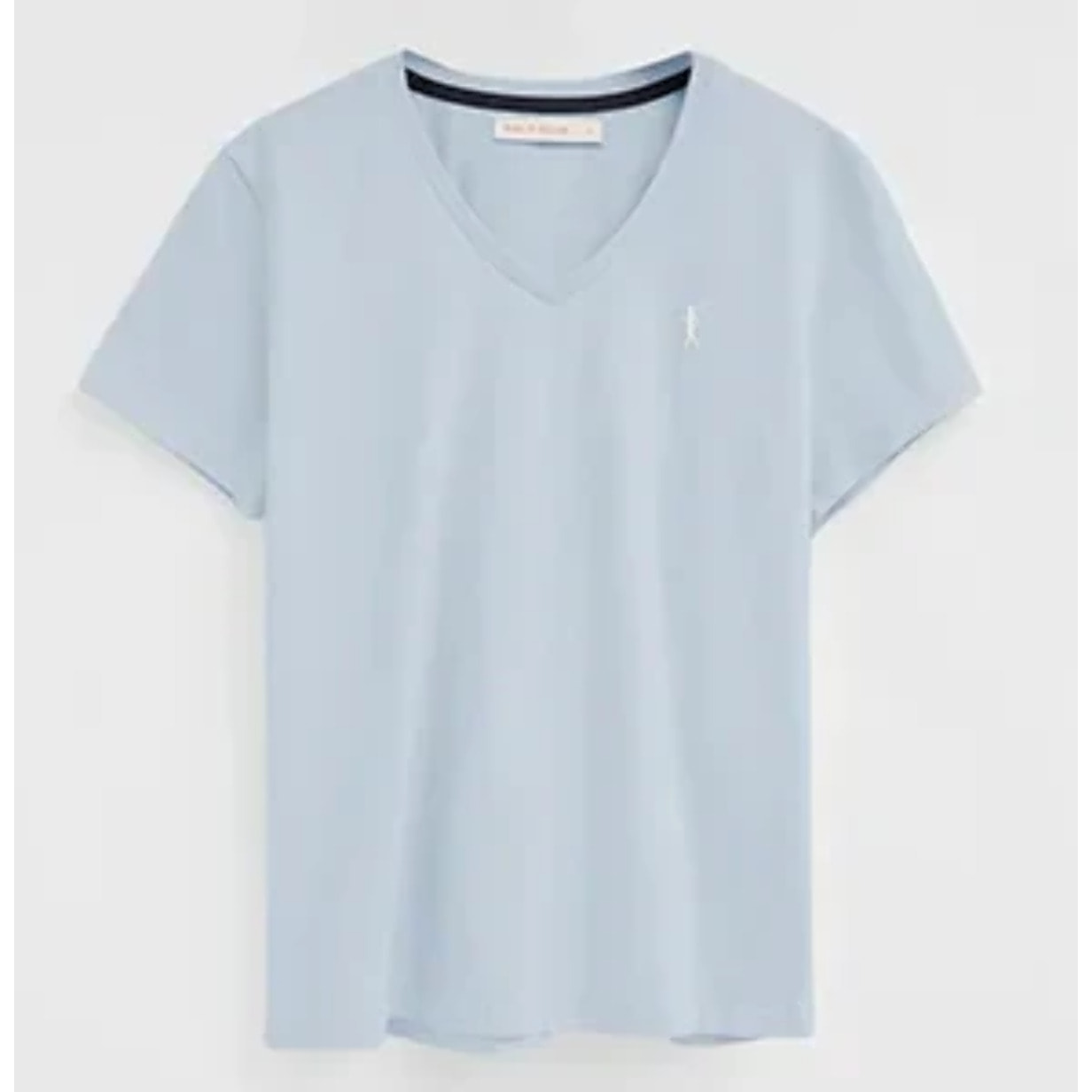 Maglietta azzurro a maniche corte e scollo a V con ricamo Rigby Go