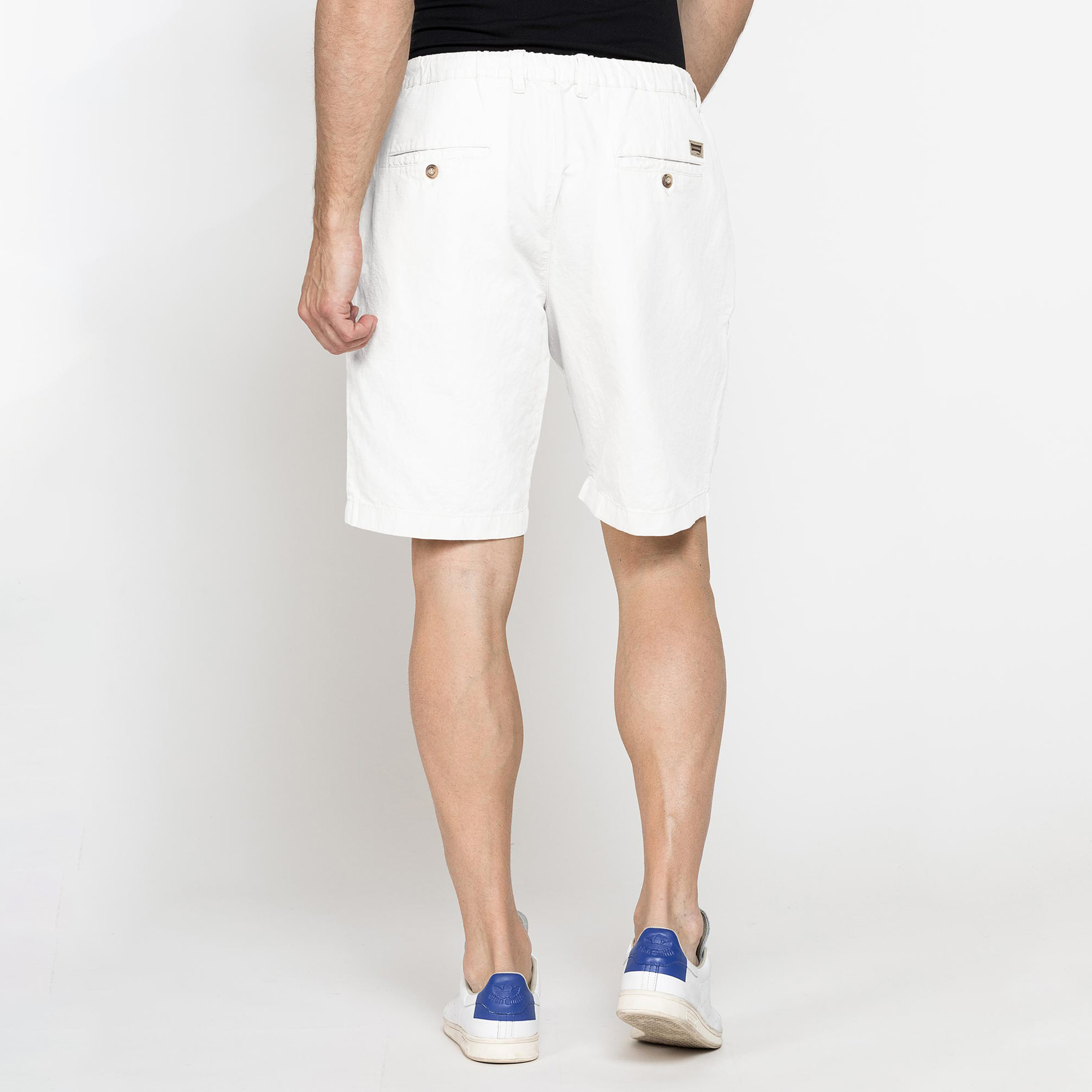BERMUDA CHINO IN TESSUTO LINO E COTONE CON COULISSE