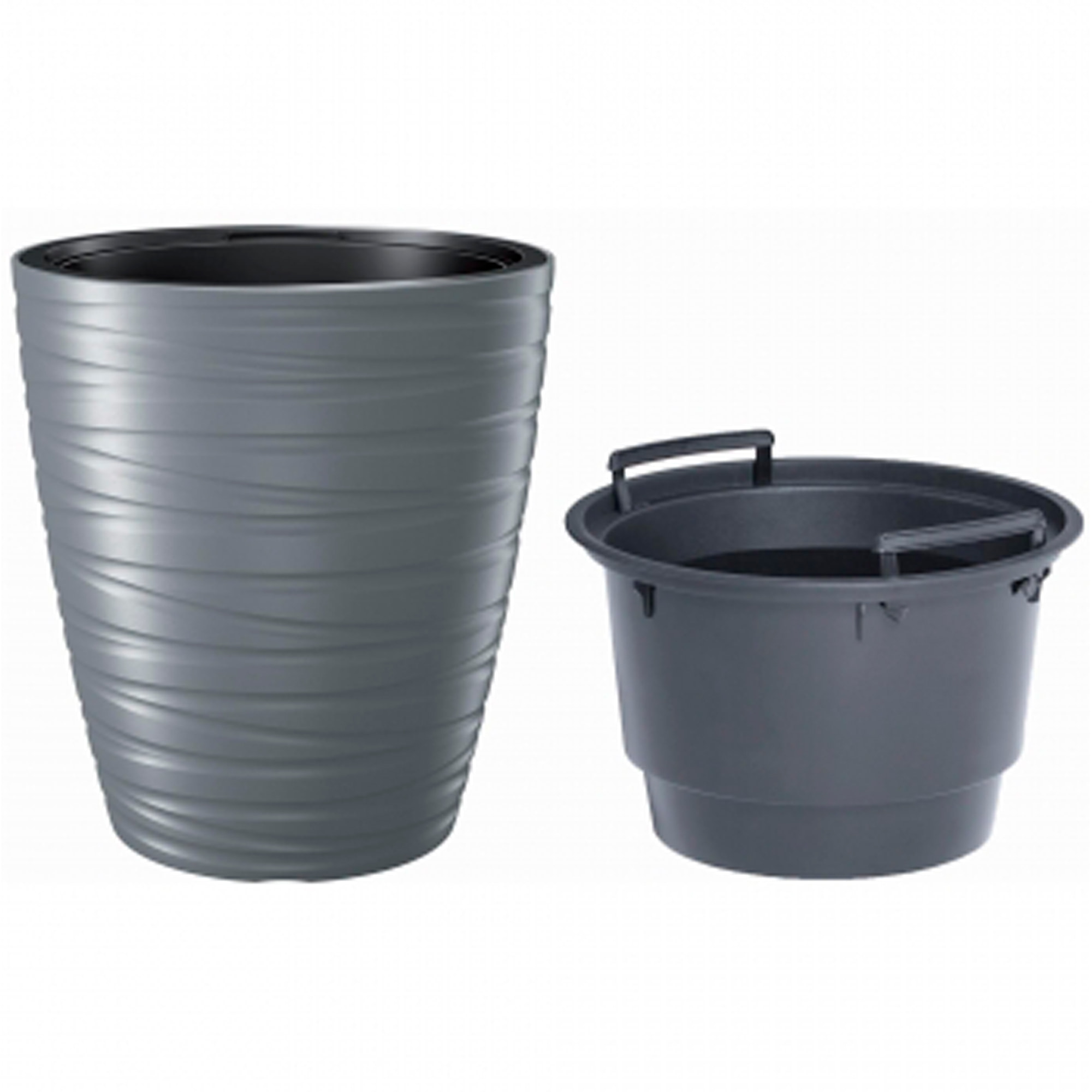 Maceta con deposito 32l maze de plastico en color gris piedra 37,5 (largo) x 37,5 (ancho) x 41,9 (alto) cm
