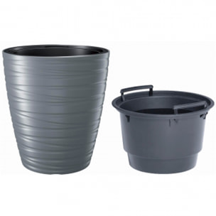 Maceta con deposito 32l maze de plastico en color gris piedra 37,5 (largo) x 37,5 (ancho) x 41,9 (alto) cm