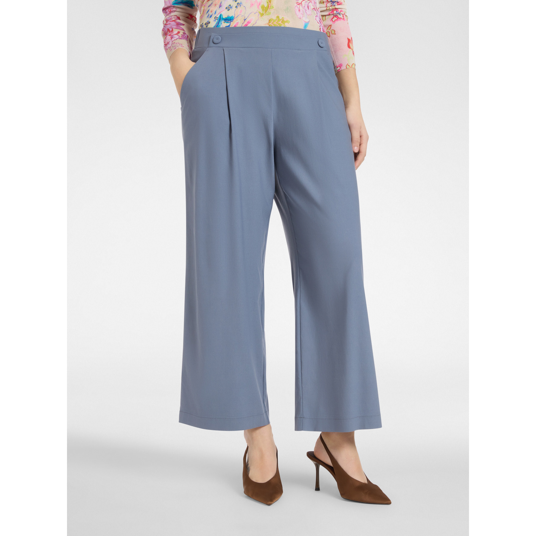 Elena Mirò - Pantalones amplios con pliegues - Gris