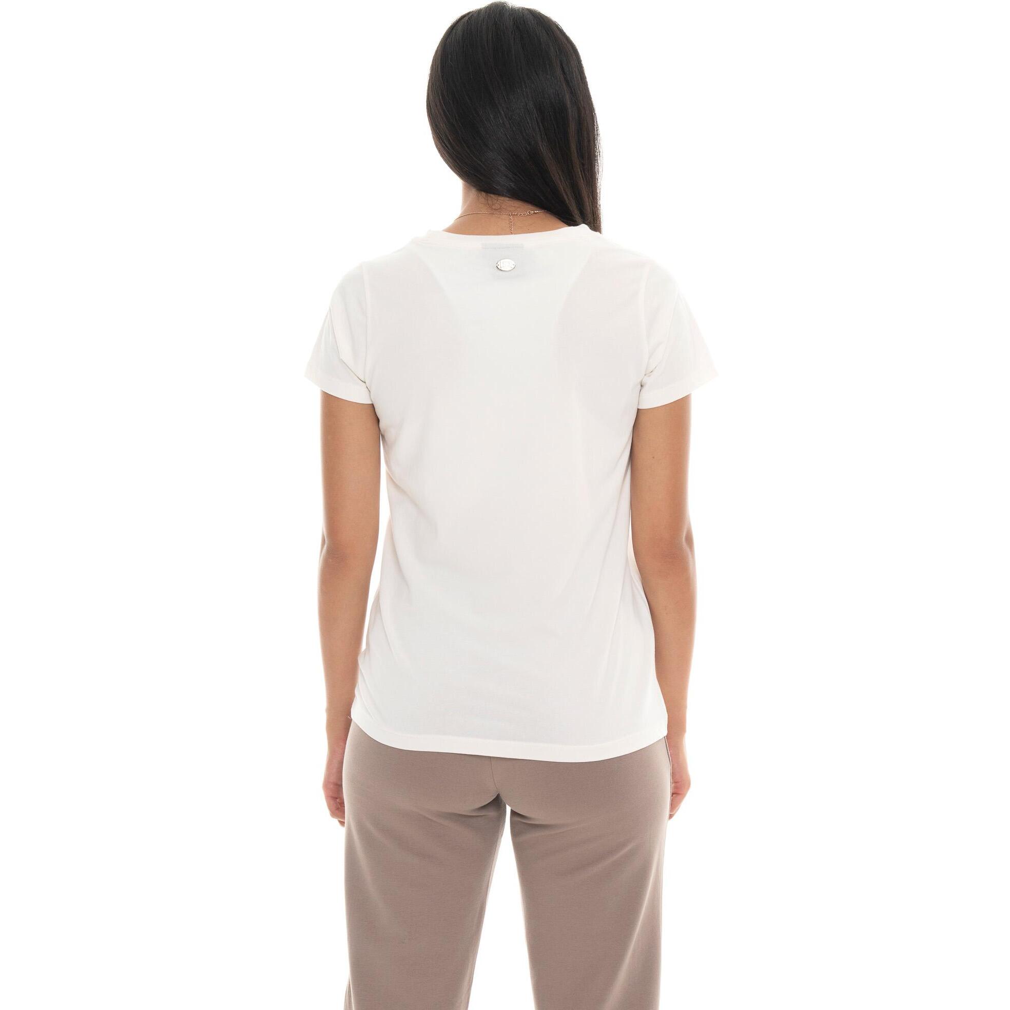 T-shirt donna a manica corta con placchetta Leone 1947 Never Without