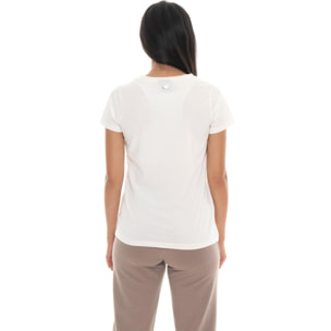 T-shirt donna a manica corta con placchetta Leone 1947 Never Without