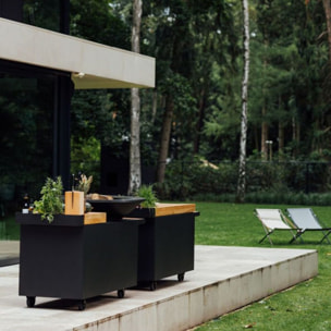Brasero OFYR Island Black 100 PRO Teak Wood