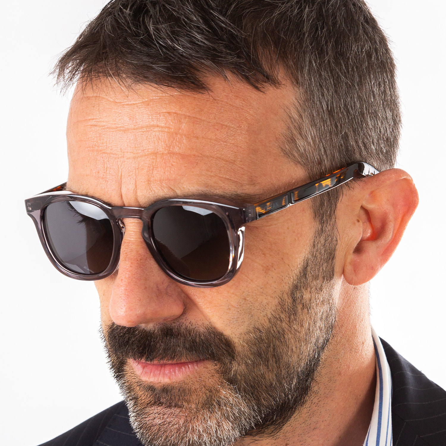 Gafas de sol OCEAN CASSIS - Azul oscuro / Gris transparente con patillas en carey y lente ahumada
