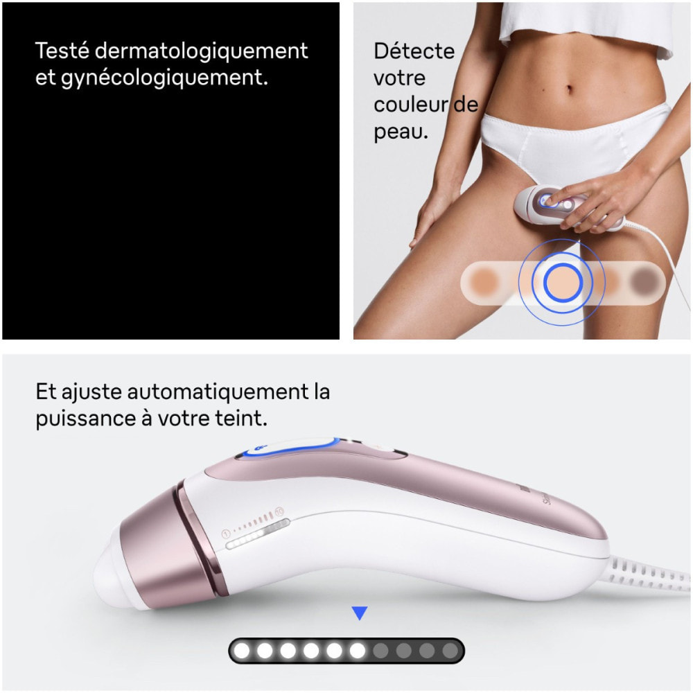pilateur IPL Braun Smart Skin i·expert, Lumière Pulsée, 2 Têtes Intelligentes, PL7211