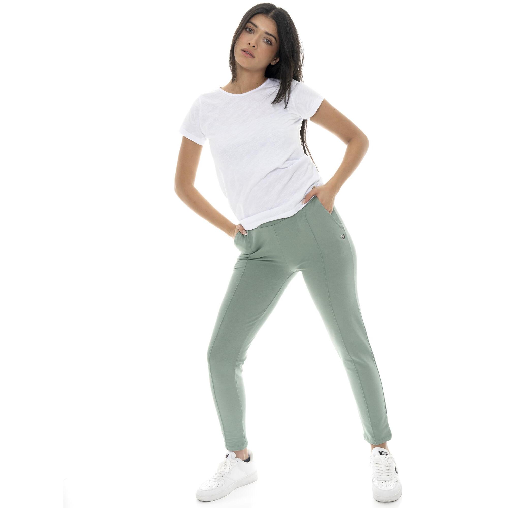 Pantalón de mujer de algodón sin forro polar con pinza Leone Basic
