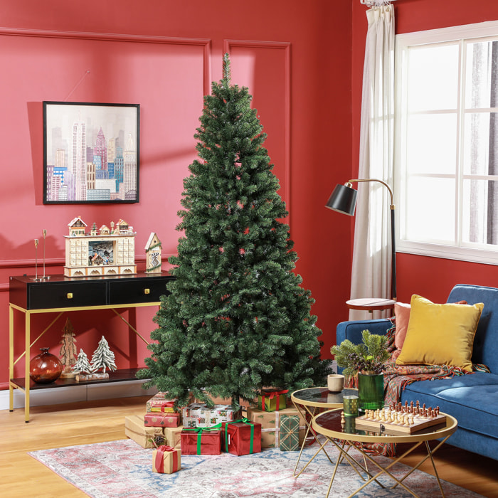 Árbol de Navidad 210 cm Árbol de Navidad Artificial con 1064 Ramas de Alambre de Memoria y Base Plegable Árbol de Navideño para Salón Verde