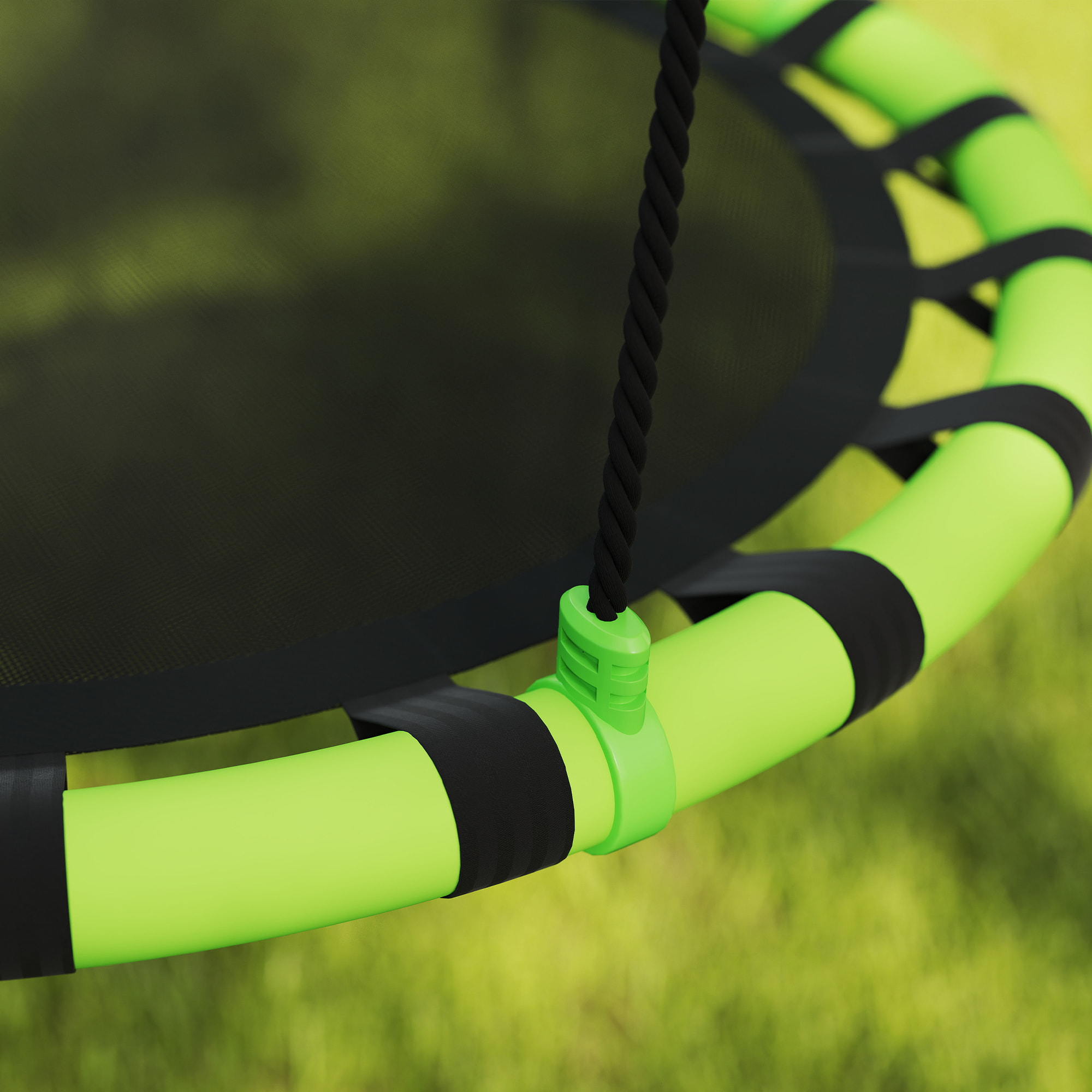 Columpio para Niños Redondo Columpio Jardín Exterior Ajustable Columpio Infantil Impermeable Carga 150 kg Ø100x180 cm Negro y Verde