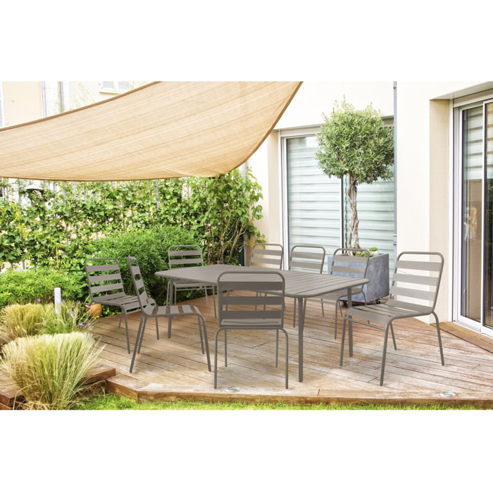 Table et chaises de jardin en métal "Bilbao" - 8 places - Taupe