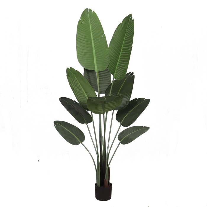 Palmera Platanera Artificial de 160cm - Planta tropical Banano grande con Hojas realistas y Maceta negra para Interior