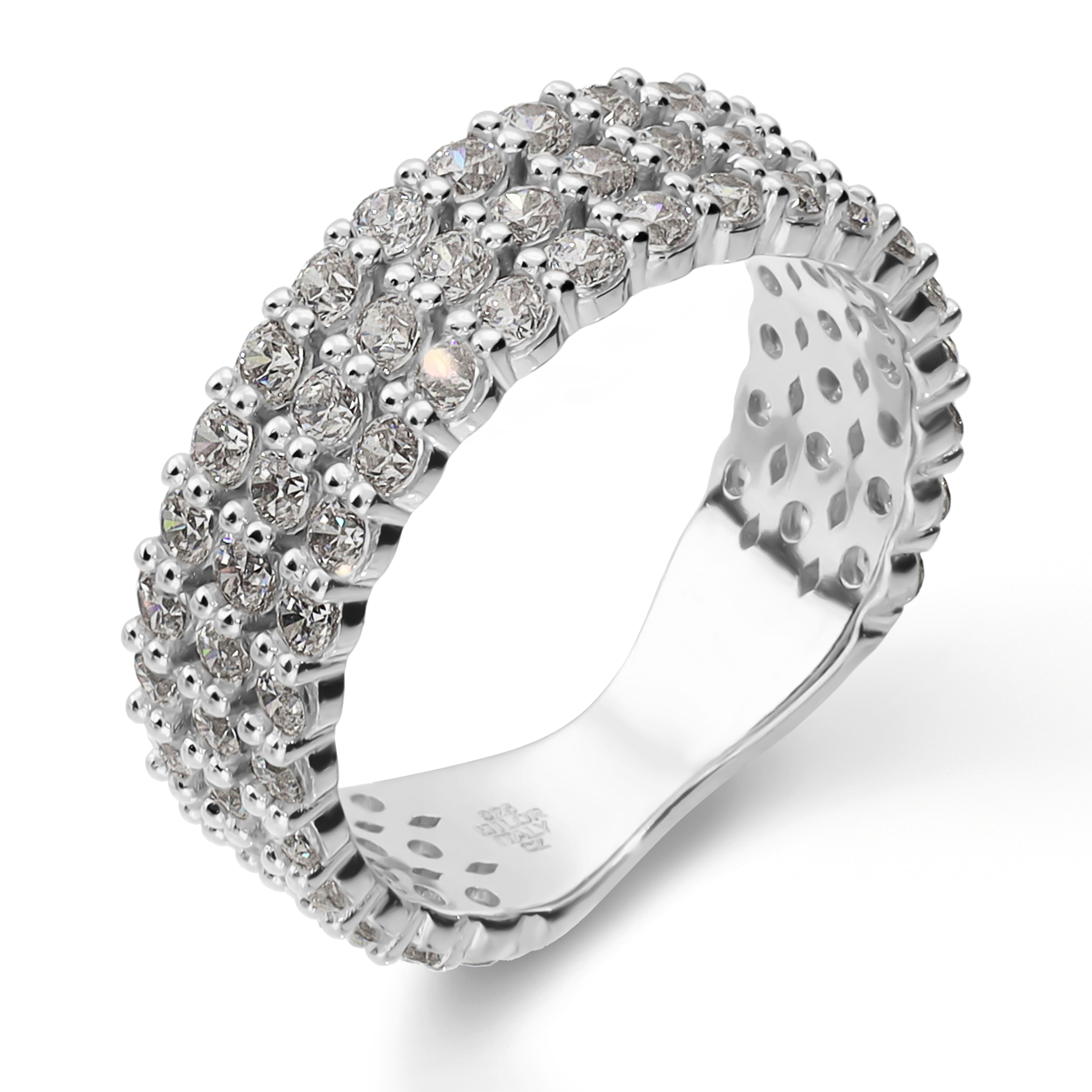 Anello a Fascia in Argento 925 con Pavé di Cubic Zirconia