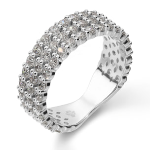 Anello a Fascia in Argento 925 con Pavé di Cubic Zirconia