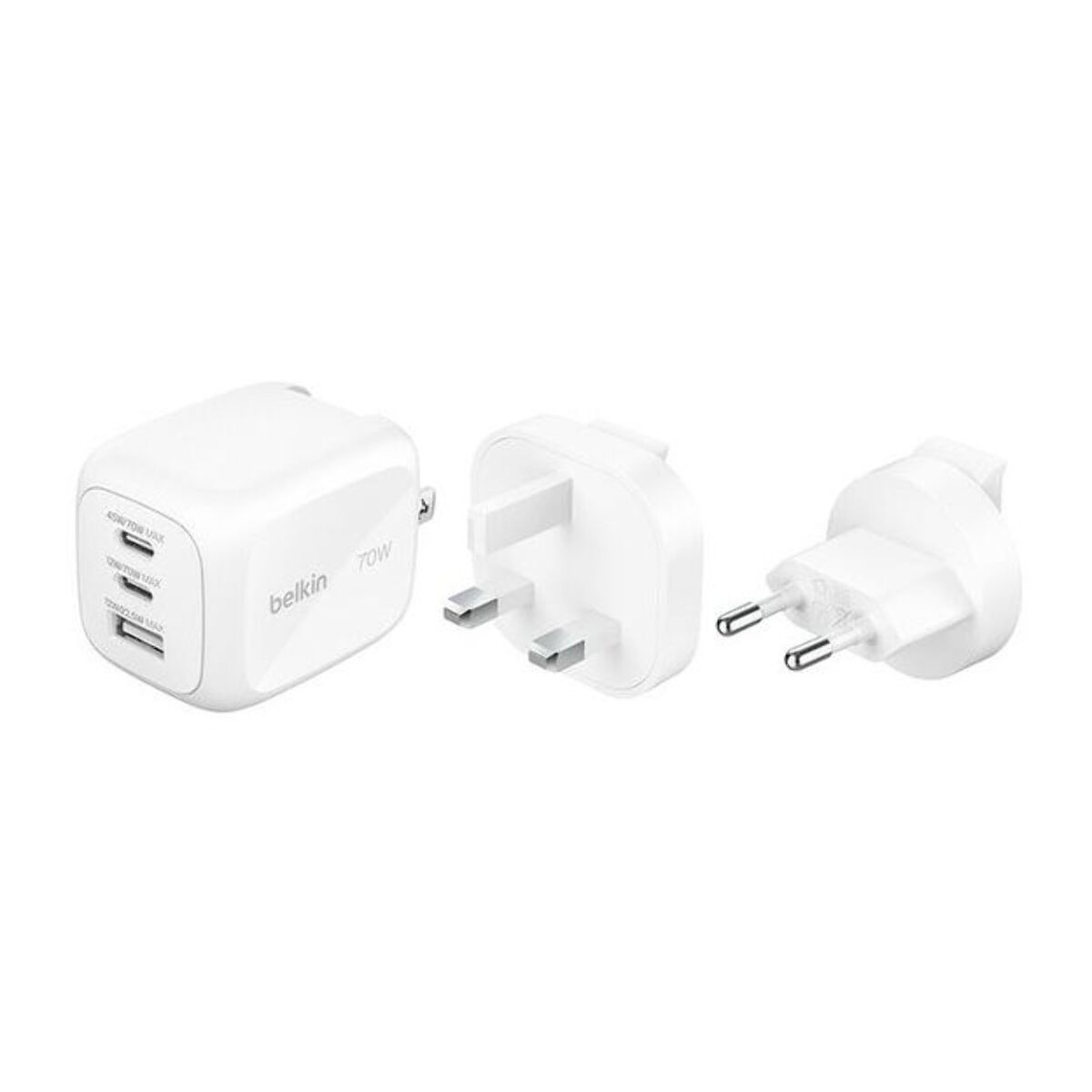 Chargeur + câble BELKIN 70W 2 ports blanc GaN