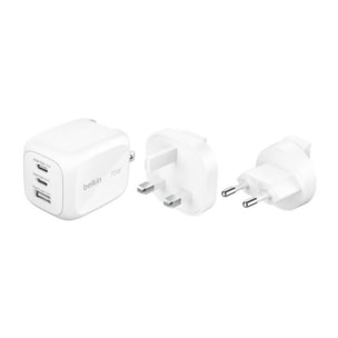 Chargeur + câble BELKIN 70W 2 ports blanc GaN