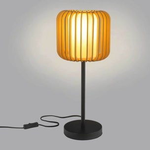 FORLIGHT Viva sobremesa en negro y madera clara para bombilla E27