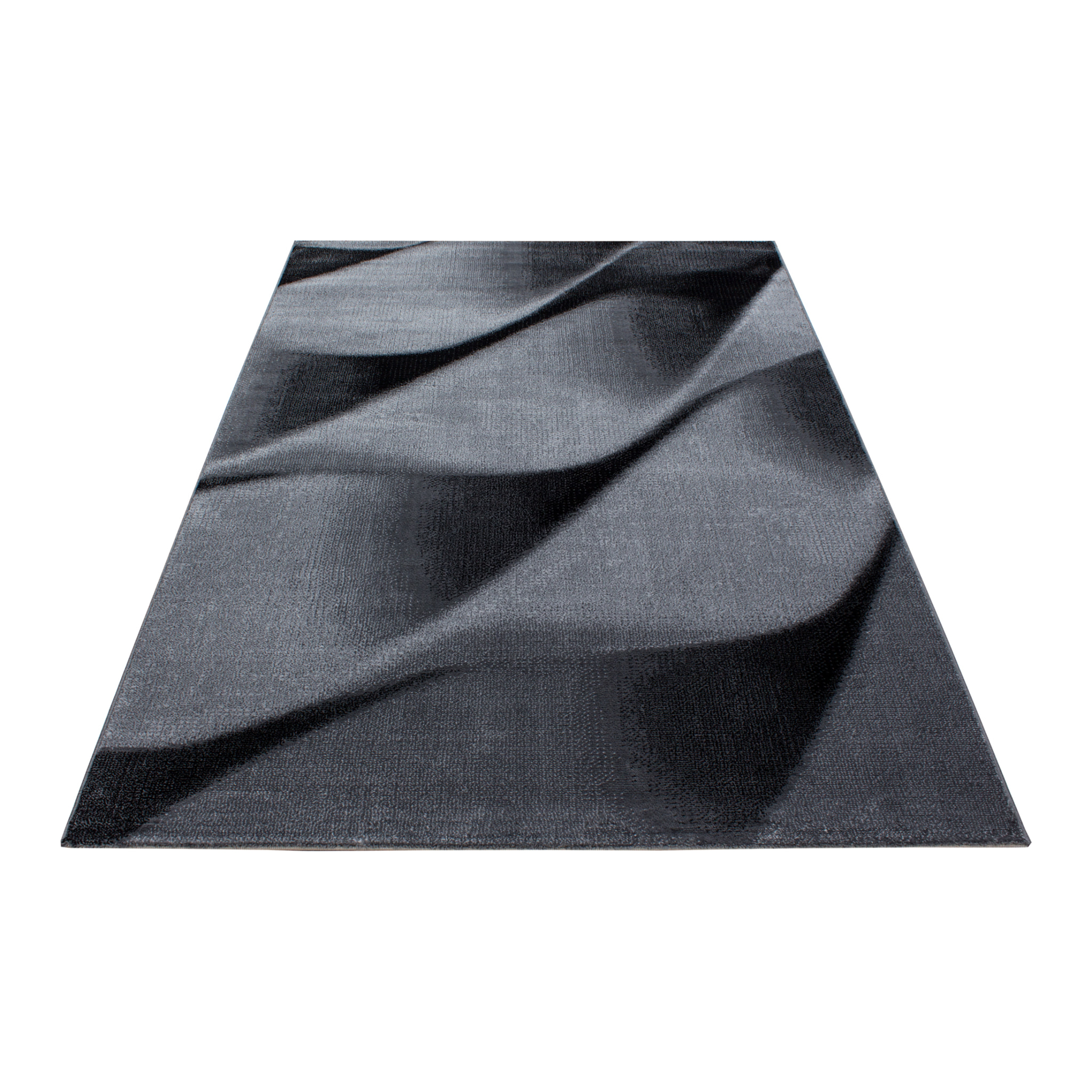 PARMA - Tapis à poils ras à motif vague noir - PAR9240NOI