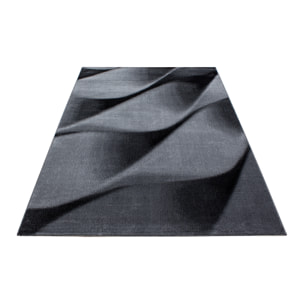 PARMA - Tapis à poils ras à motif vague noir - PAR9240NOI