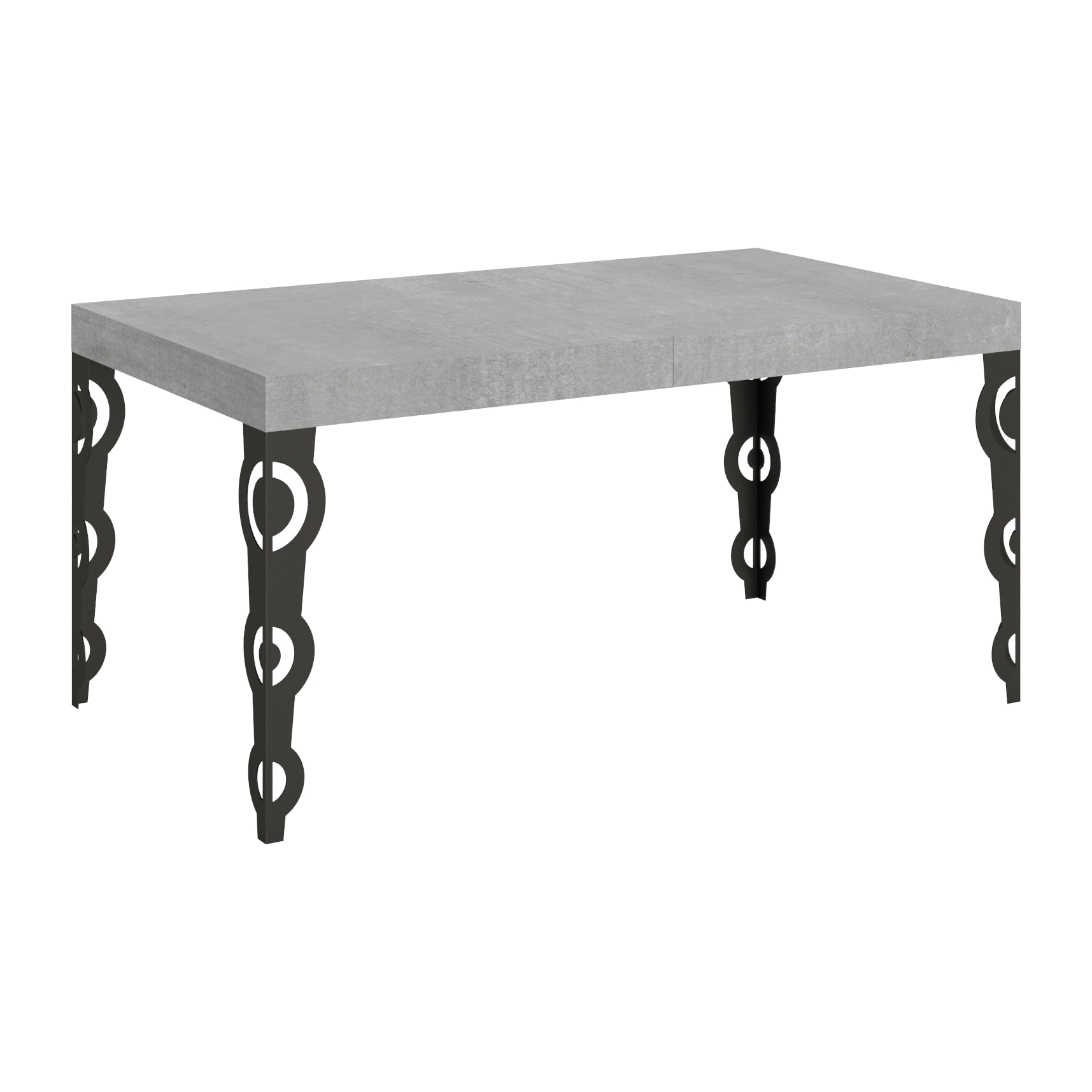 Table extensible 80x160/244 cm Karamay Gris Béton cadre Anthracite