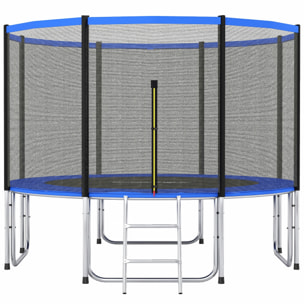 Cama Elástica para Niños Exterior Ø366 cm, Trampolín para Niños de +6 Años con Red de Seguridad, Escalera, Acolchado de Muelles y Marco de Acero Galvanizado, Carga 150 kg