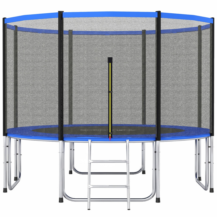 Cama Elástica para Niños Exterior Ø366 cm, Trampolín para Niños de +6 Años con Red de Seguridad, Escalera, Acolchado de Muelles y Marco de Acero Galvanizado, Carga 150 kg