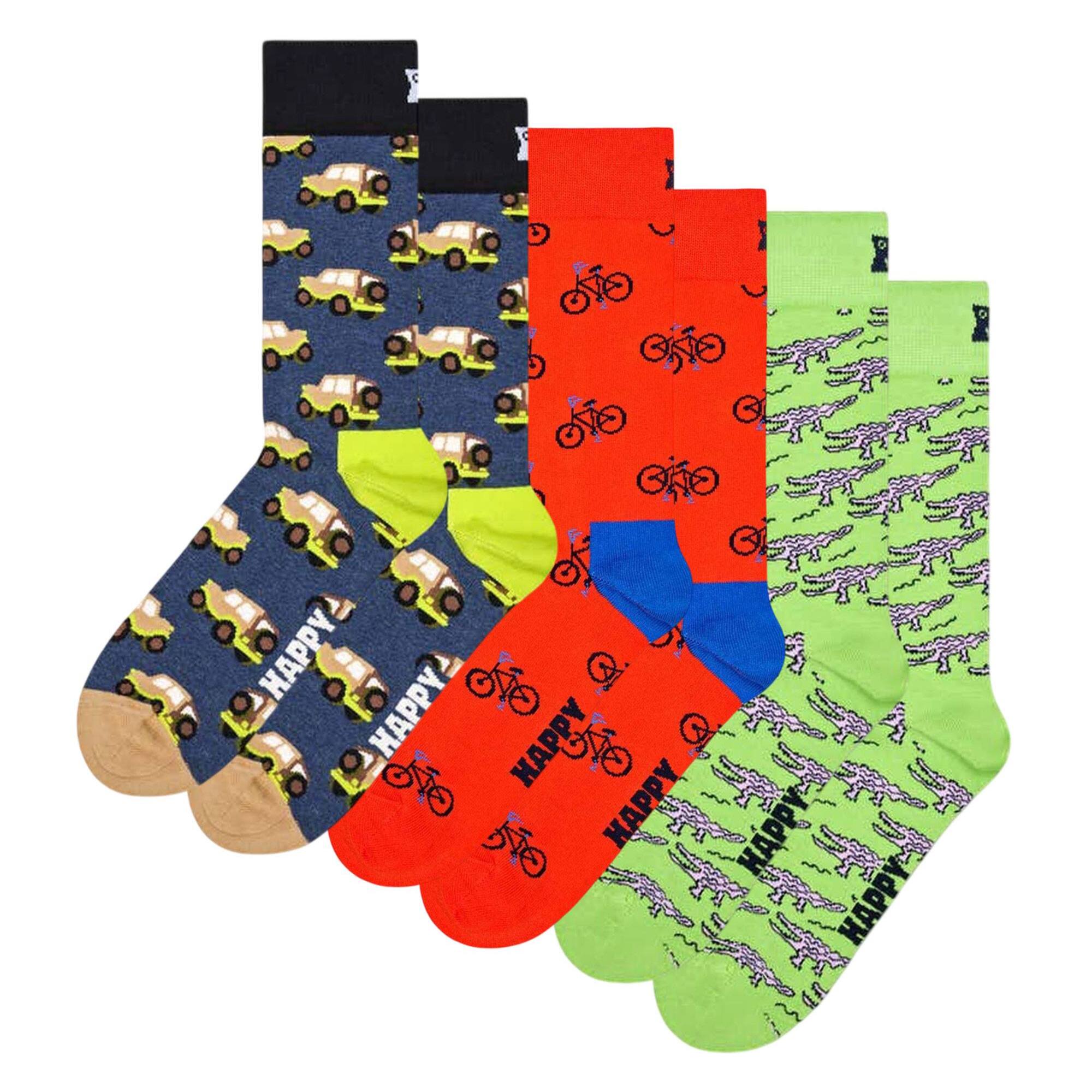 Set de 3 pares de calcetines - diseños "SUV", "Bike" y "Crocodile"