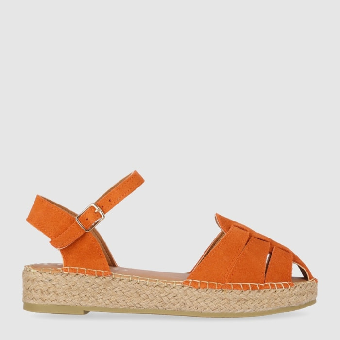 Sandalias de Serraje - Naranja - Tacón: 5 cm