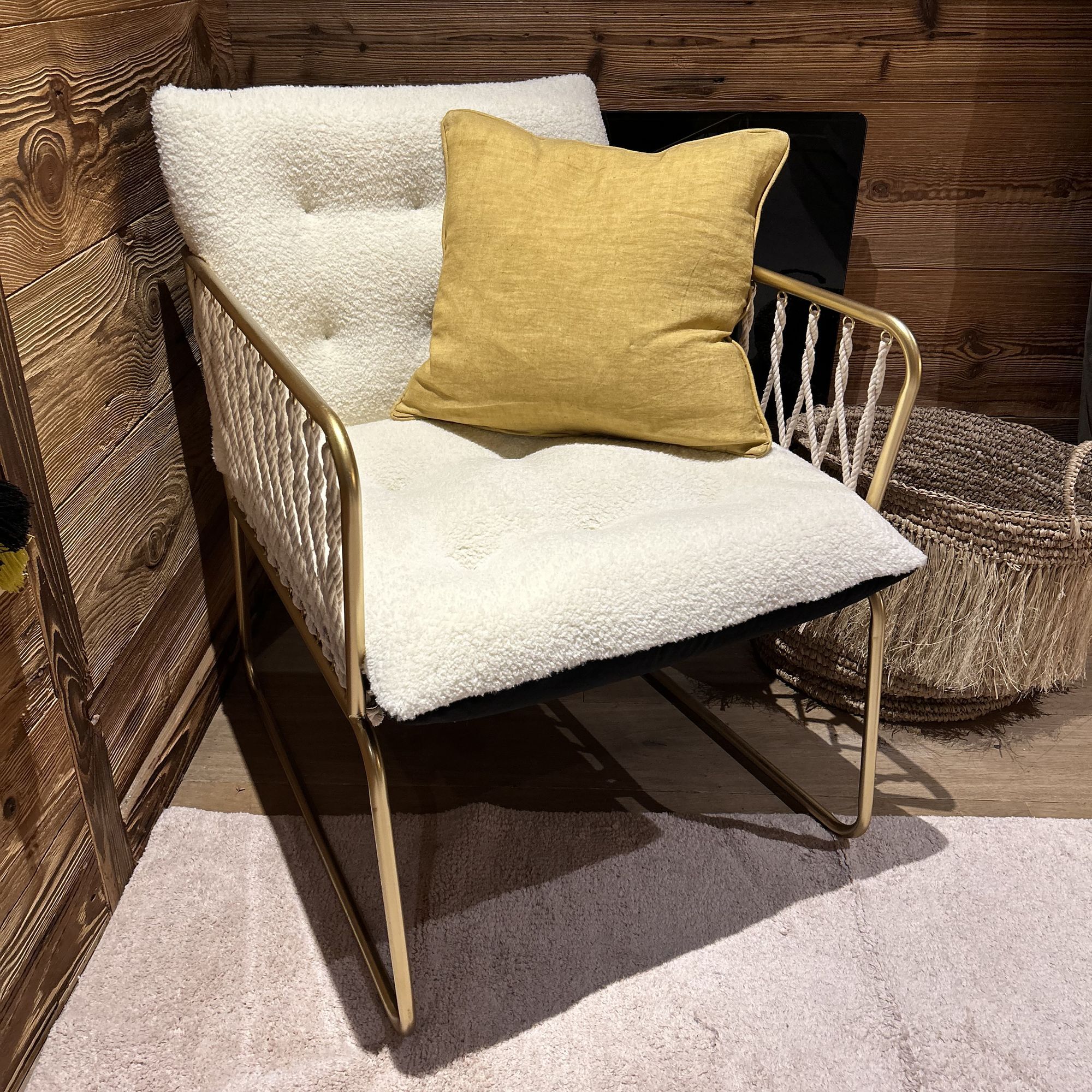 Coussin en lin jaune moutarde 40cm NYL
