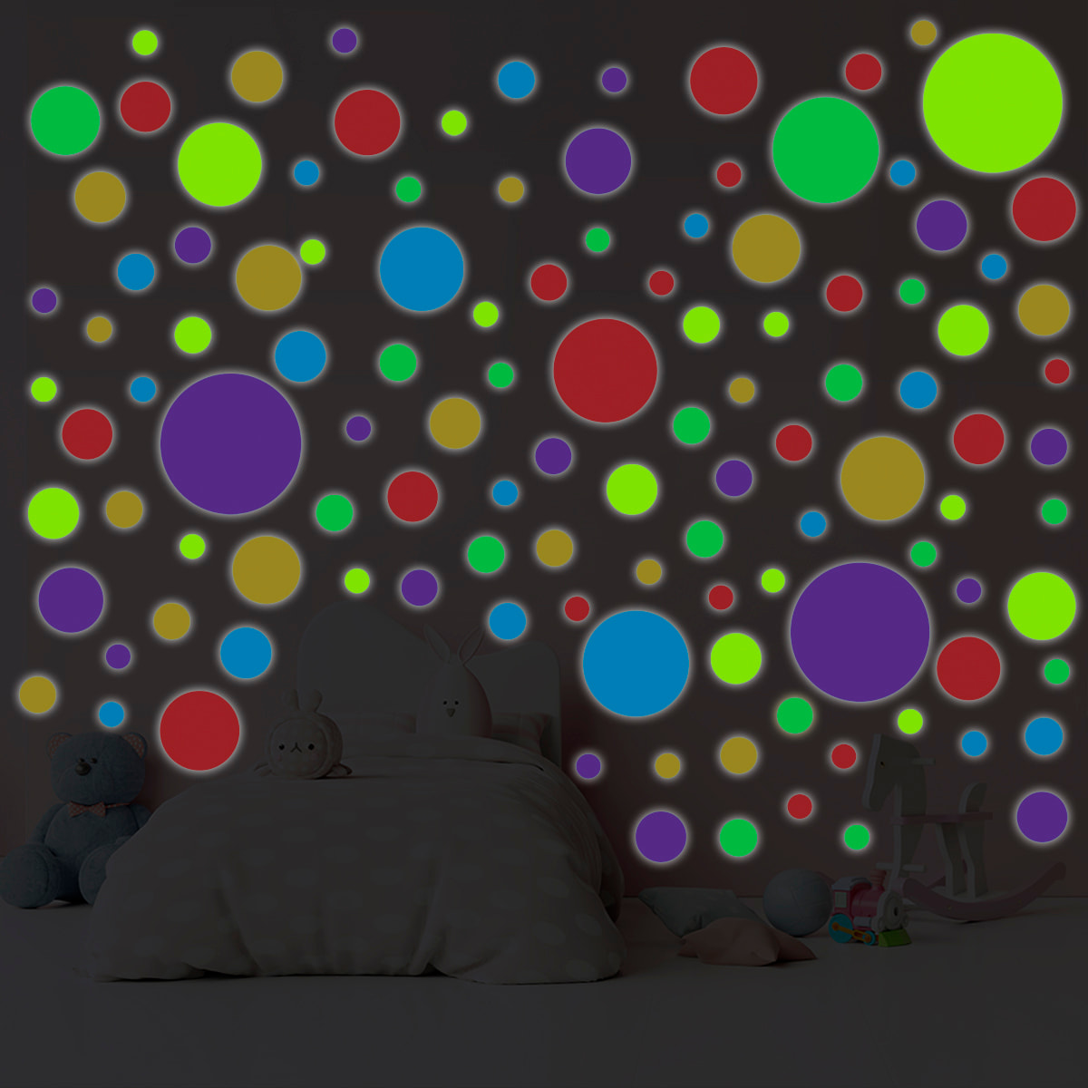 Sticker phosphorescent lumineux - POINTS MULTICOLORES