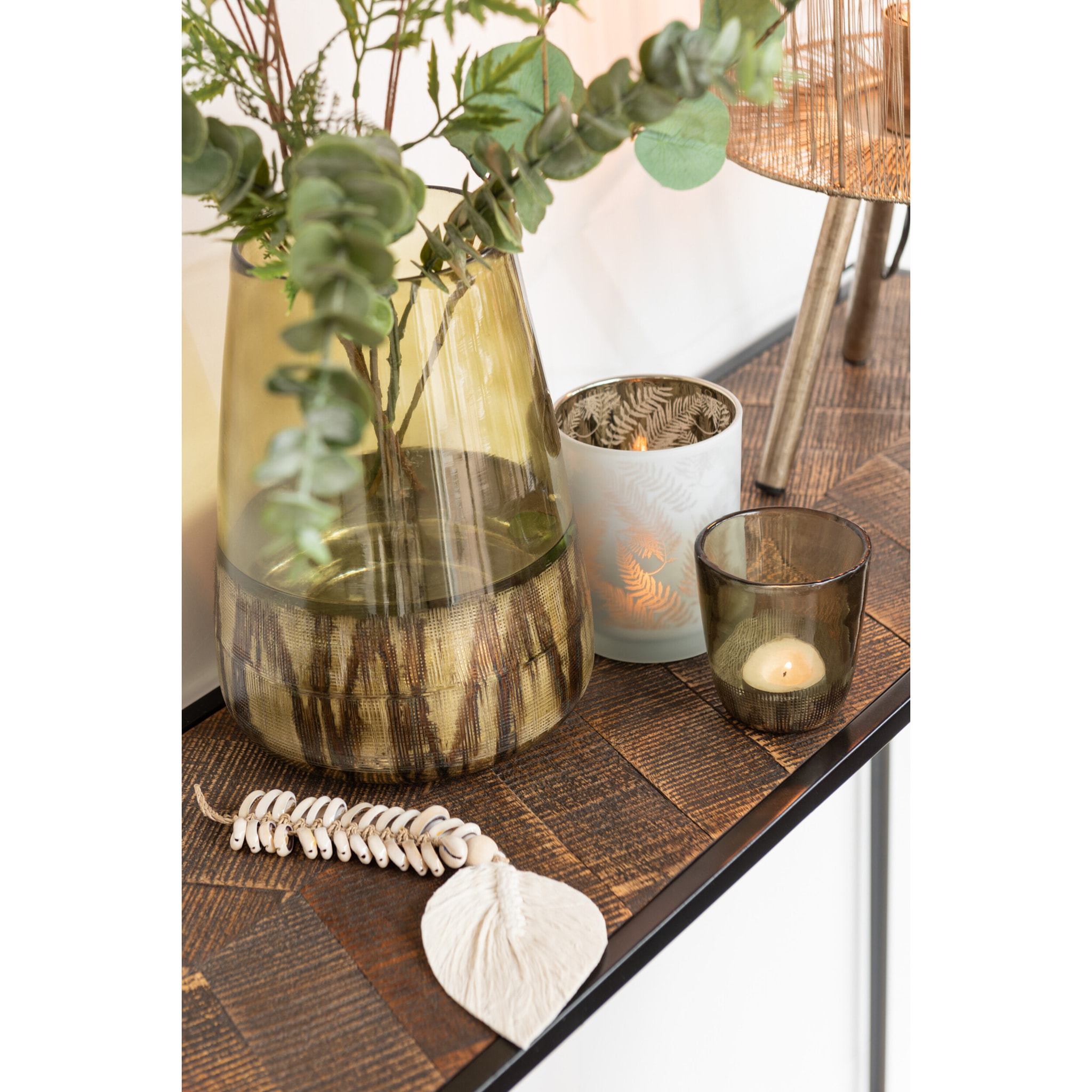 J-Line photophore Jaali - verre - vert - small - 2 pcs