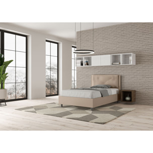 Lit 1 place et demi sans sommier rembourré 120x210 similicuir taupe Appia Large